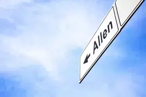 Directional Sign For Allen, Texas, Symbolizing The Need To Contact An Allen Personal Injury Lawyer After An Accident.